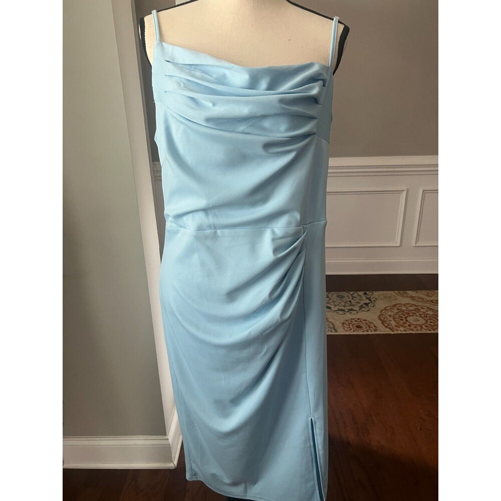 Grace Karin Asymmetrical Dress, Adjustable Spaghetti Straps, Light Blue Sz XL